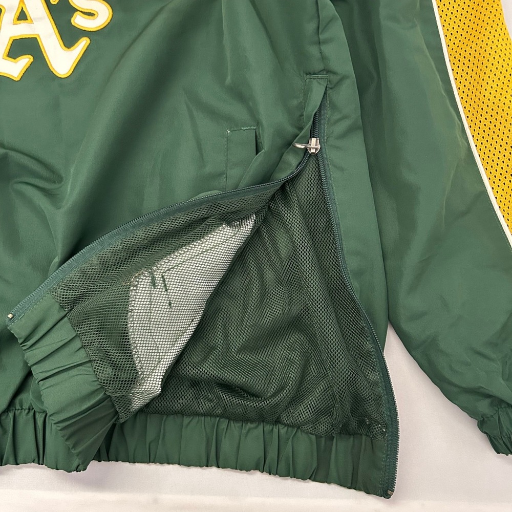 Vintage Oakland Athletics Pullover Jacket Mens M Green Yellow MLB Windbreaker - Picture 6 of 9